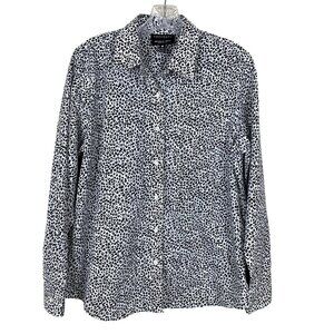 Foxcroft Womens 10 Blouse Long Sleeve Button Up Animal Print Wrinkle Free Shaped